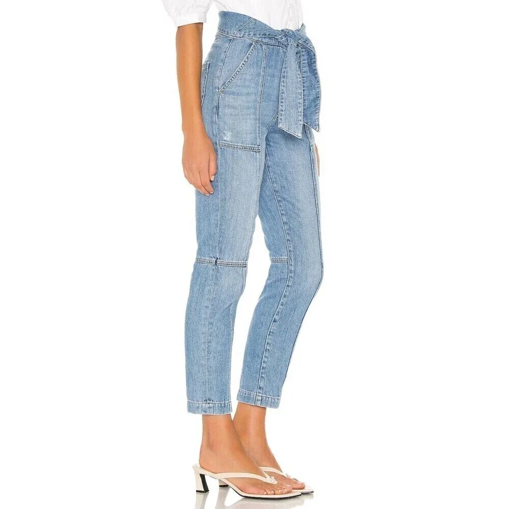 New Jonathan Simkhai‎ Women Size 27 Standard Henley Tie Waist Straight Jean N2